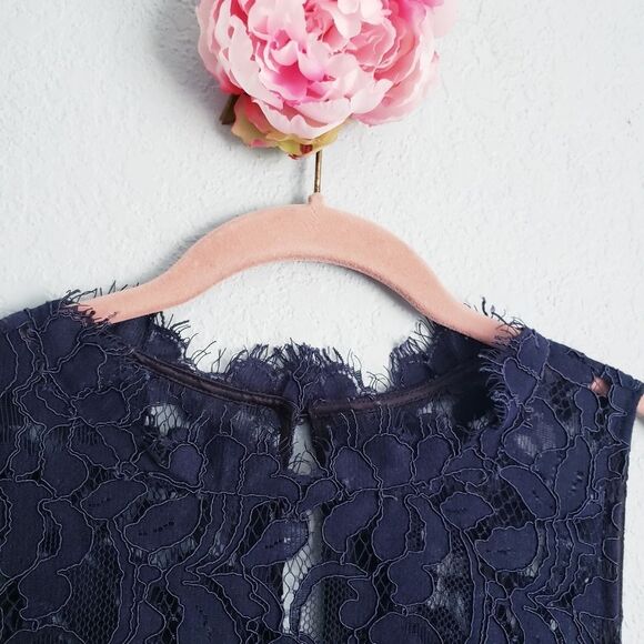 Eliza‎ J Navy High Neck Lace Sheath Dress - Picture 4 of 8